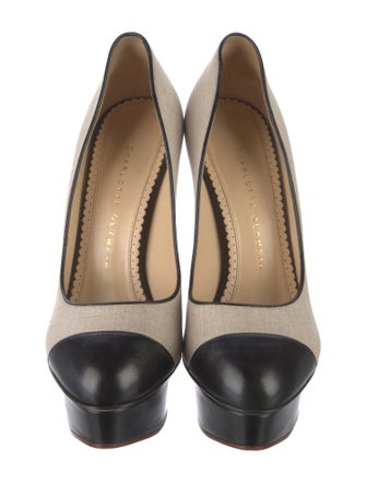 Charlotte Olympia Canvas Colorblock Pattern Pumps