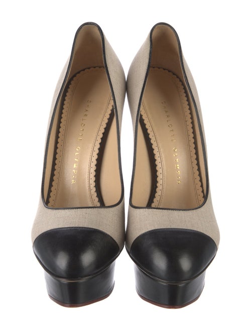 Charlotte Olympia Canvas Colorblock Pattern Pumps