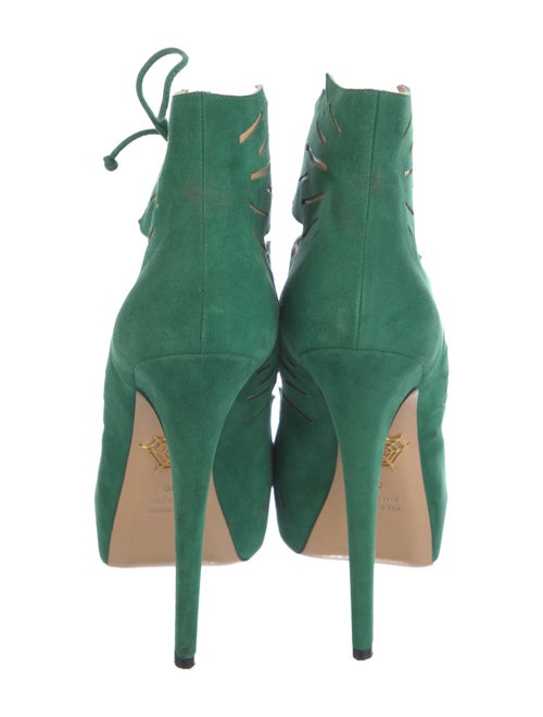 Charlotte Olympia Suede Lasercut Accents Lace-Up Boots