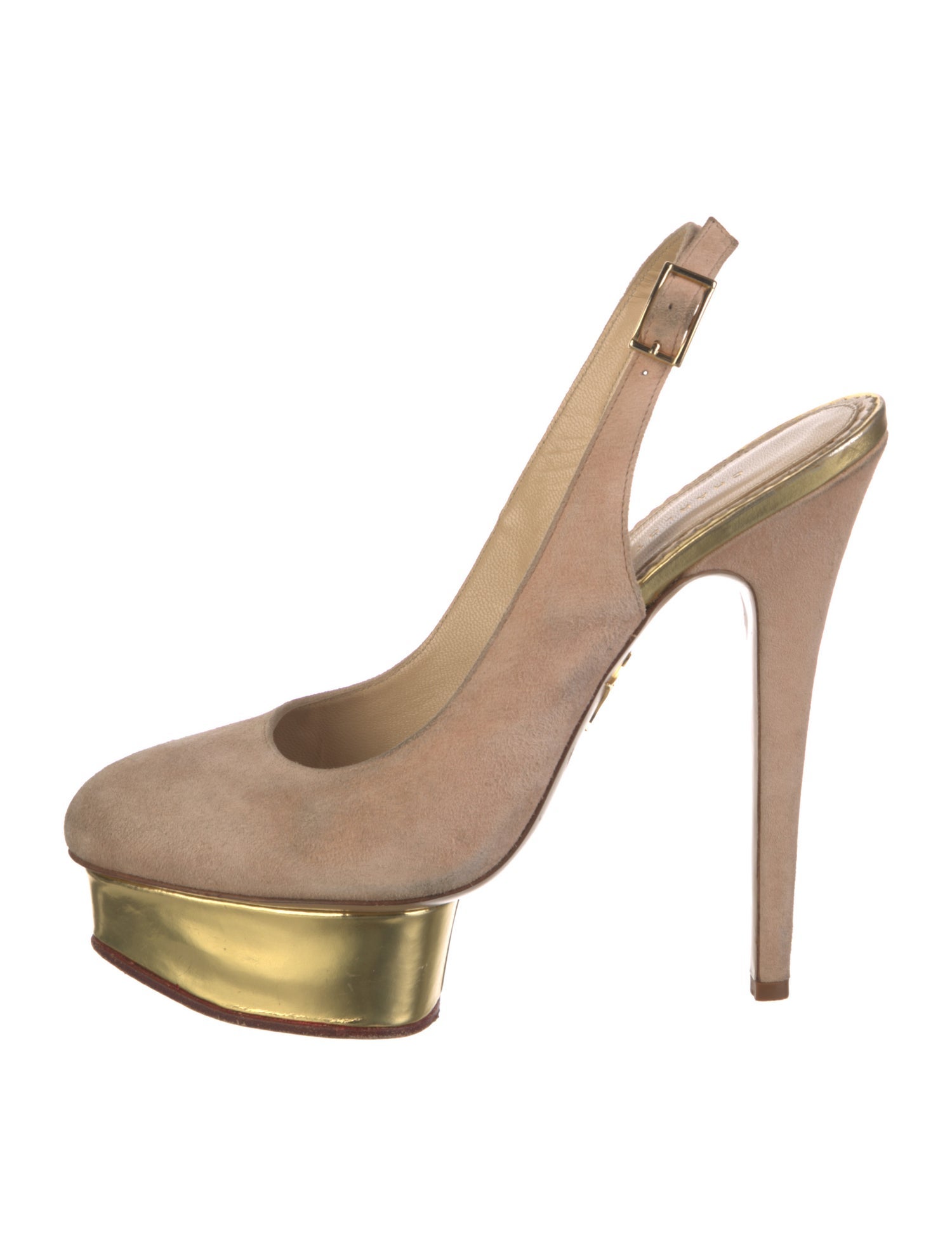 Charlotte Olympia Suede Slingback Pumps