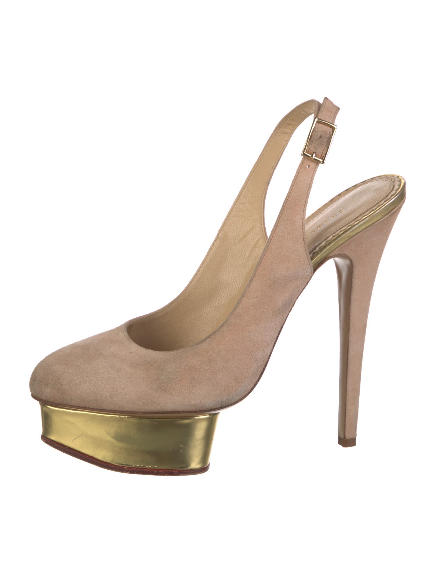 Charlotte Olympia Suede Slingback Pumps