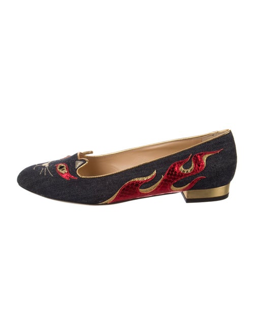 Charlotte Olympia Denim Printed Loafers