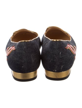 Charlotte Olympia Denim Printed Loafers