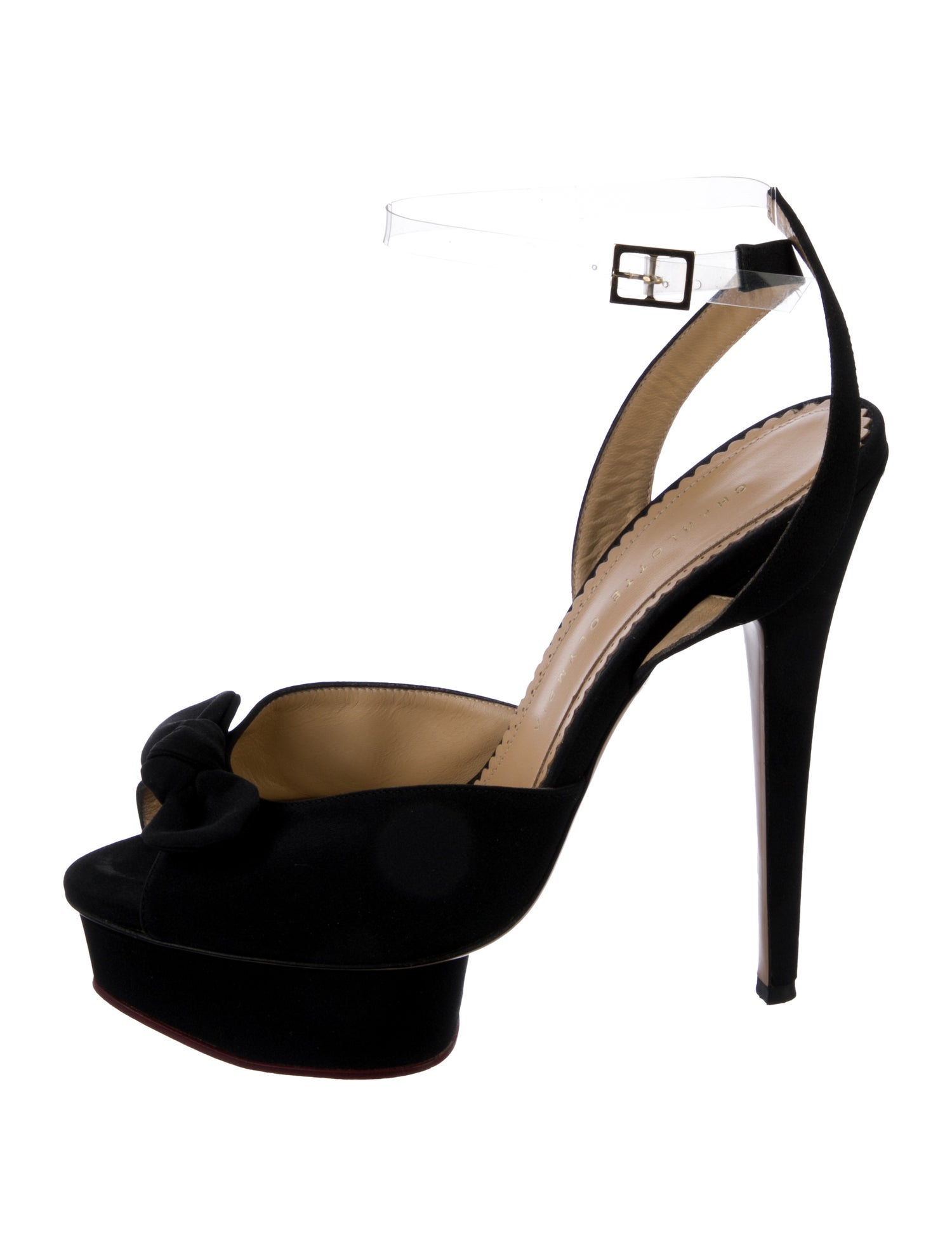 Charlotte Olympia Suede Bow Accents Slingback Sandals