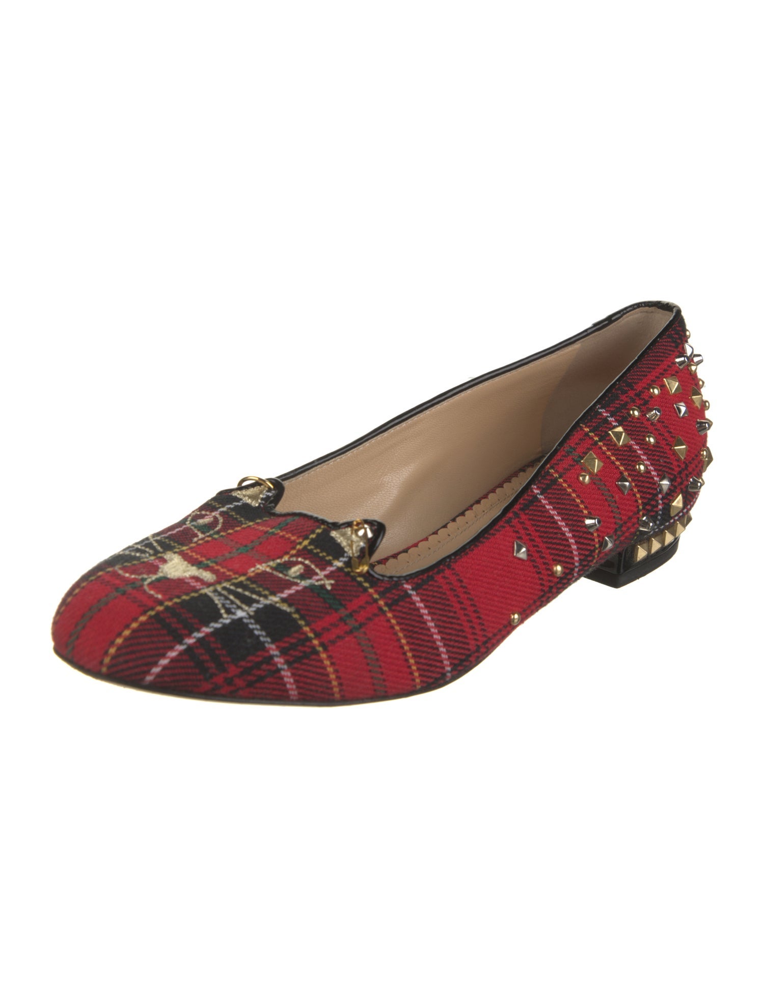 Charlotte Olympia Printed Studded Accents Loafers