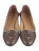 Charlotte Olympia Embossed Leather Embroidered Accent Ballet Flats