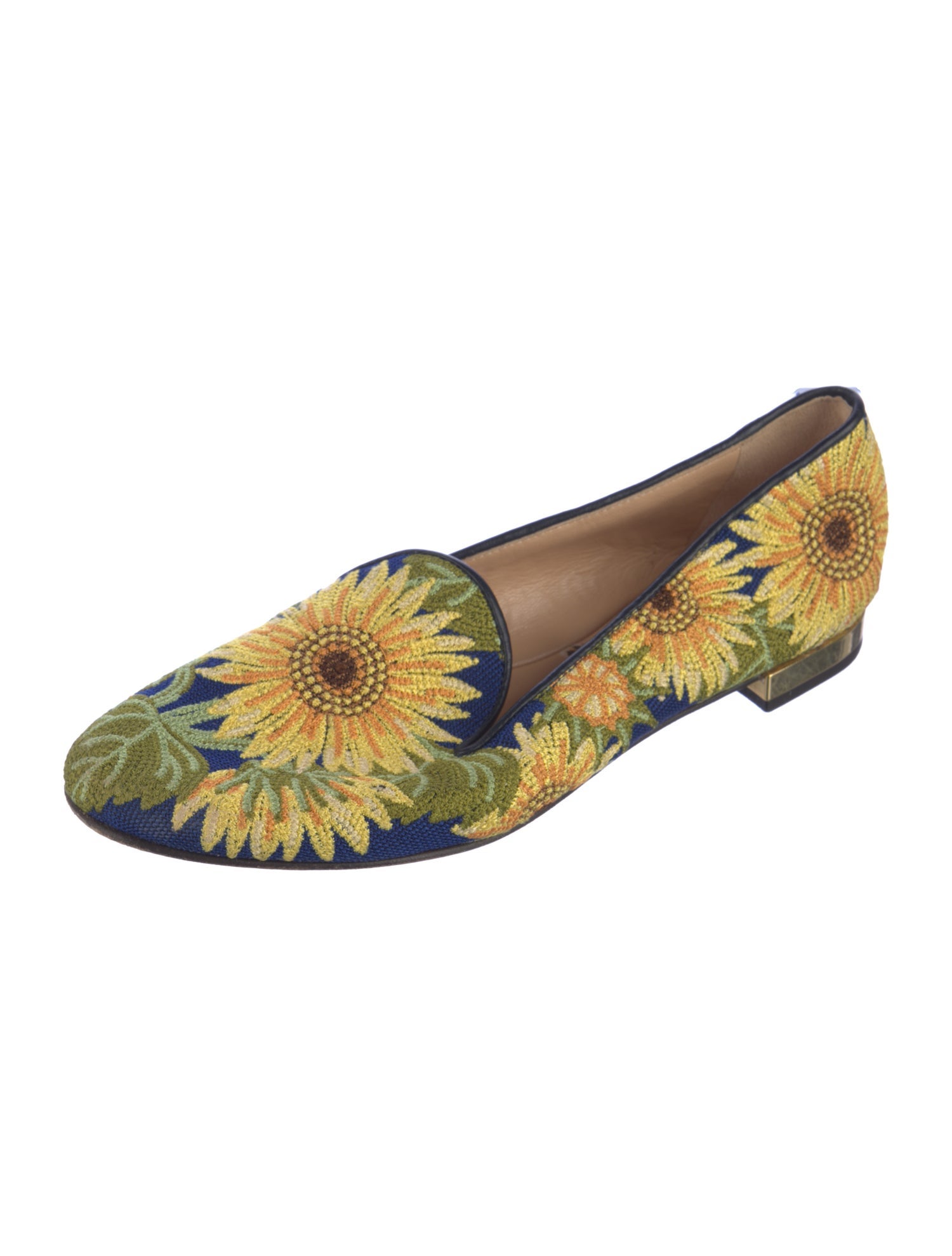 Charlotte Olympia Floral Print Embroidered Accent Loafers