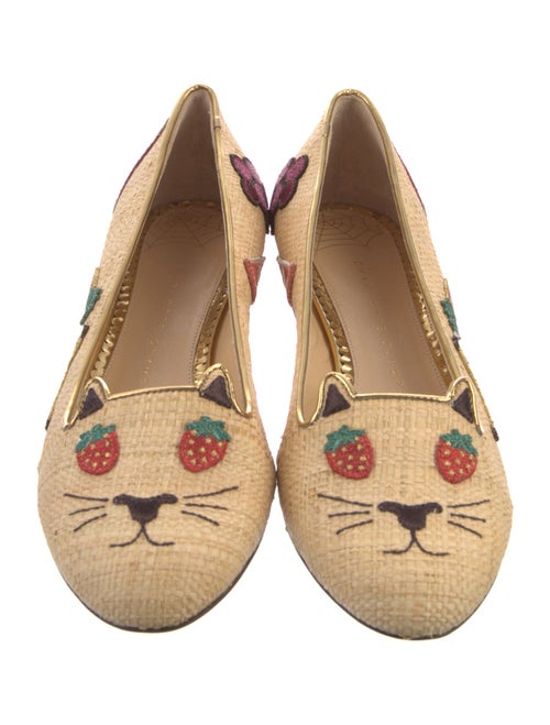 Charlotte Olympia Straw Printed Ballet Flats