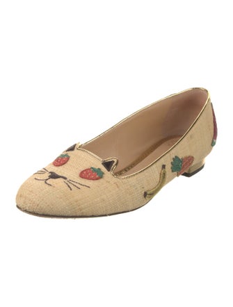 Charlotte Olympia Straw Printed Flats