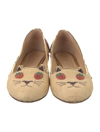 Charlotte Olympia Straw Printed Flats