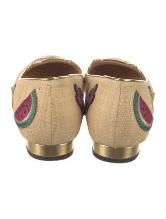Charlotte Olympia Straw Printed Flats