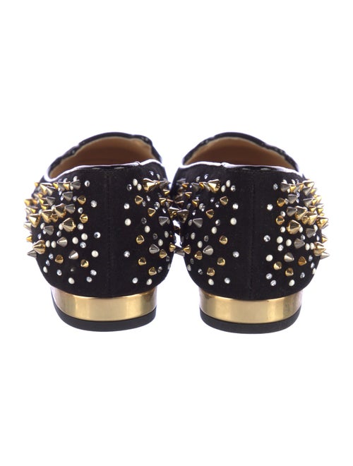 Charlotte Olympia Suede Studded Accents Loafers