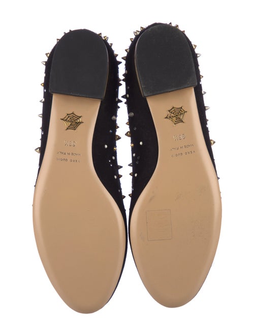 Charlotte Olympia Suede Studded Accents Loafers