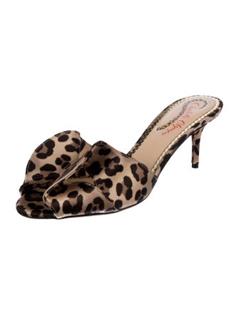 Charlotte Olympia Canvas Animal Print Slides