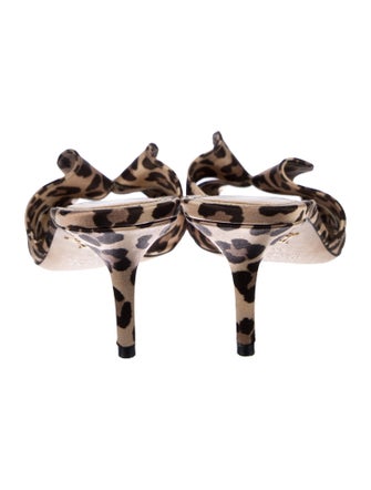 Charlotte Olympia Canvas Animal Print Slides