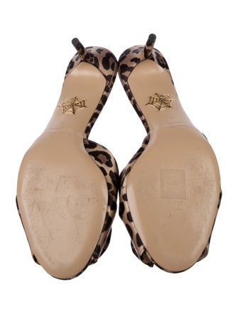 Charlotte Olympia Canvas Animal Print Slides