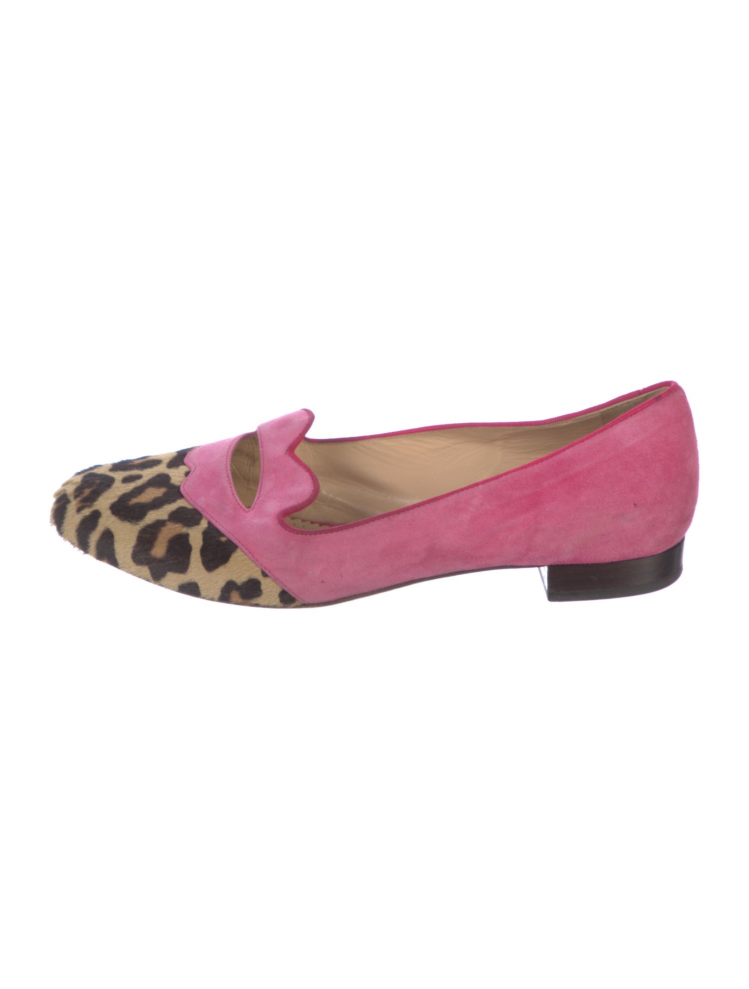Charlotte Olympia Suede Animal Print Loafers