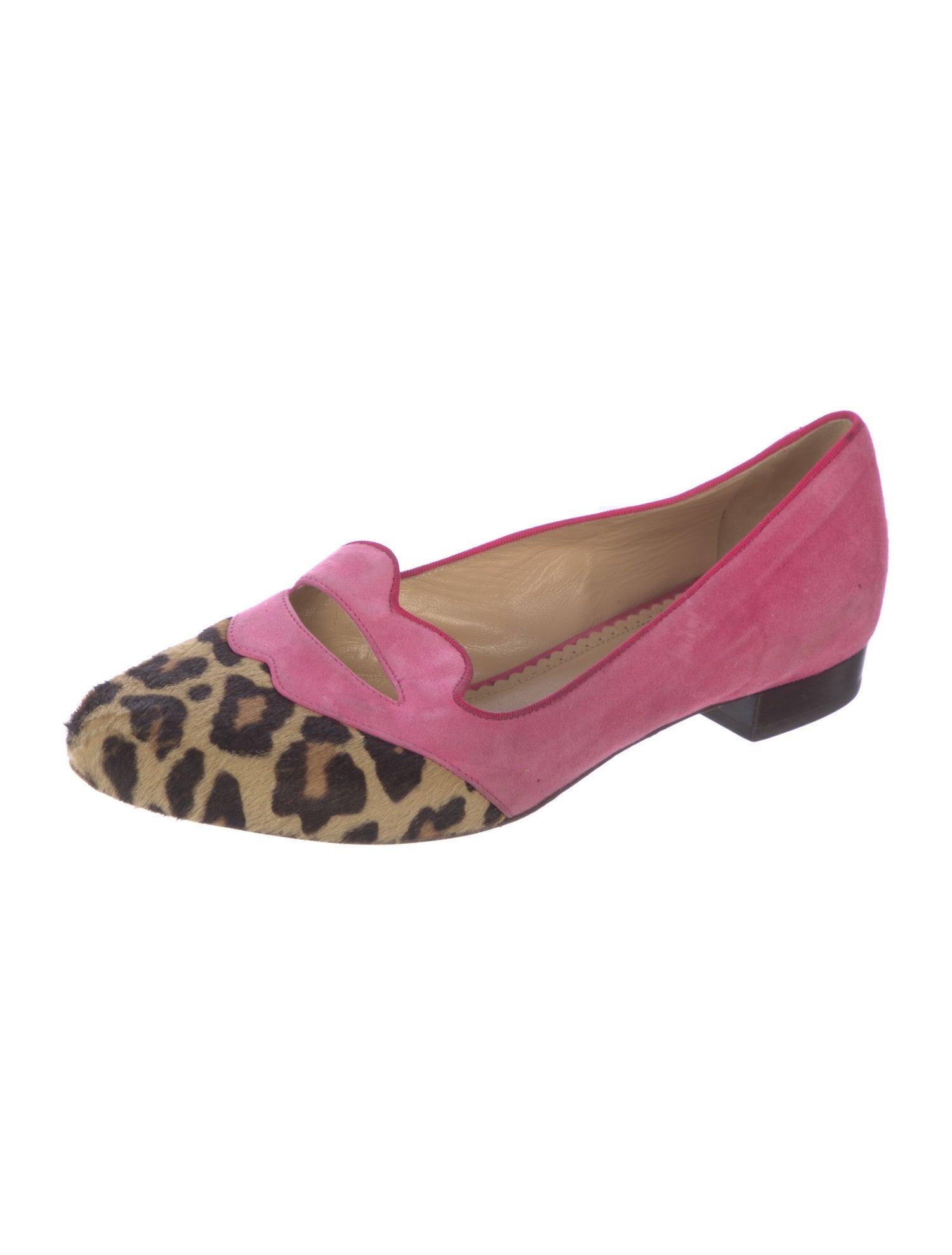 Charlotte Olympia Suede Animal Print Loafers