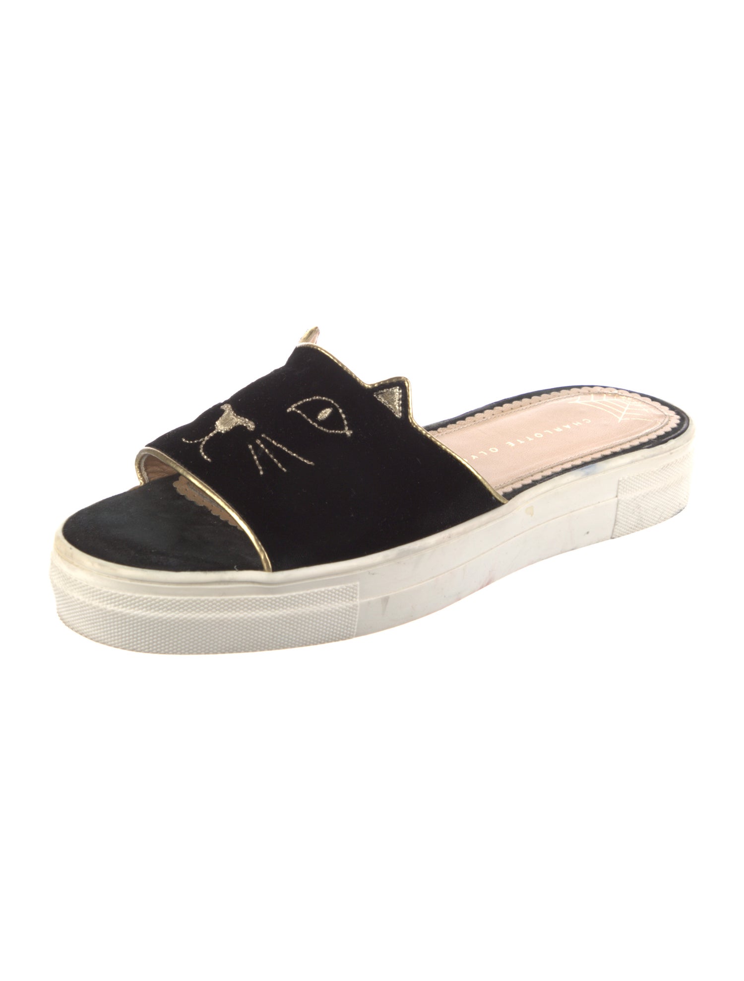 Charlotte Olympia Velvet Embroidered Accent Espadrilles