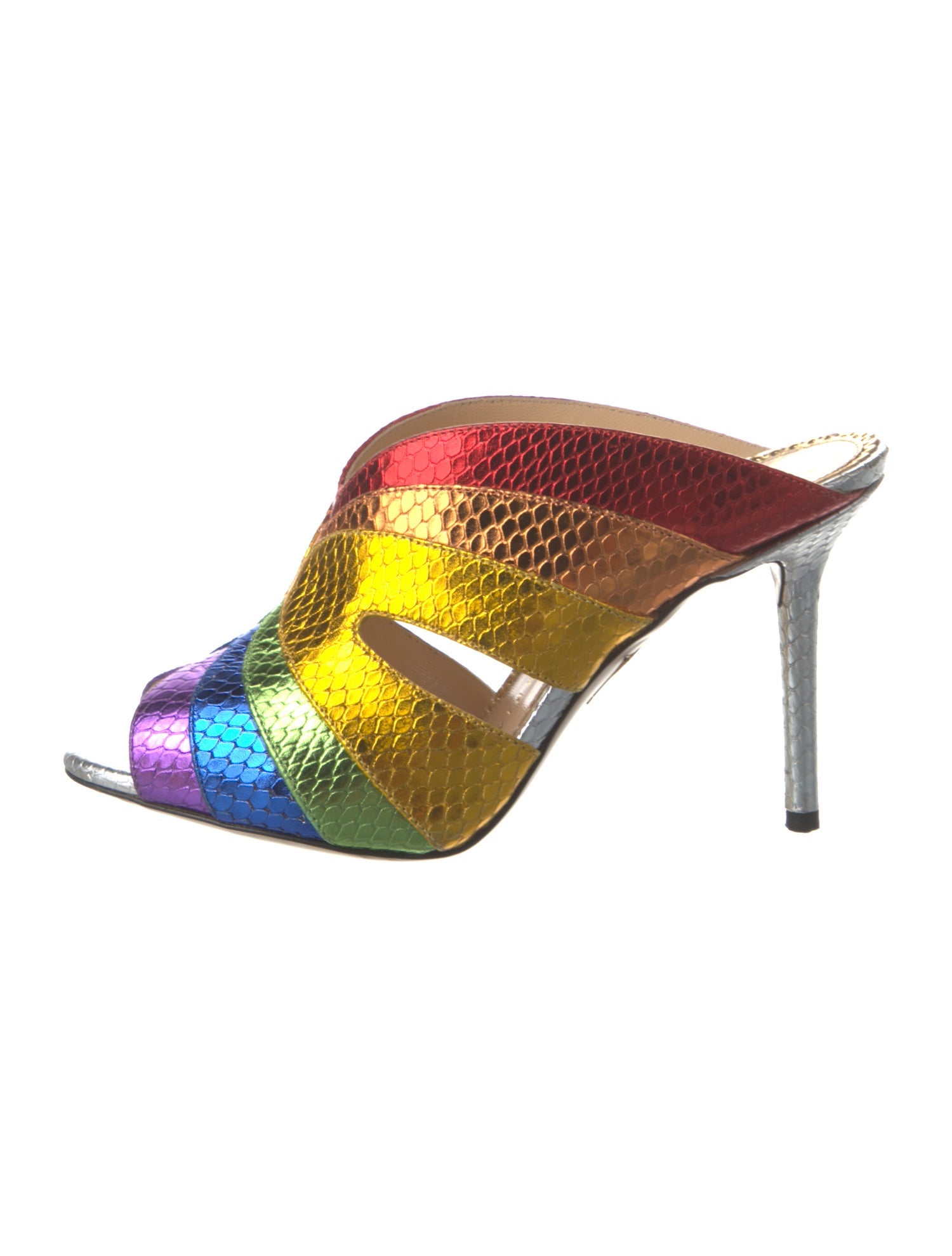 Charlotte Olympia Leather Animal Print Mules