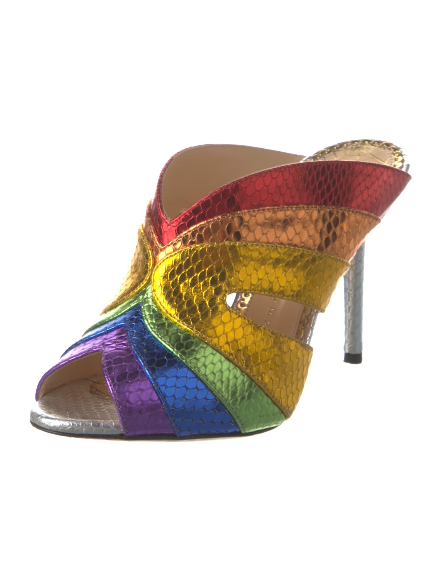 Charlotte Olympia Leather Animal Print Mules