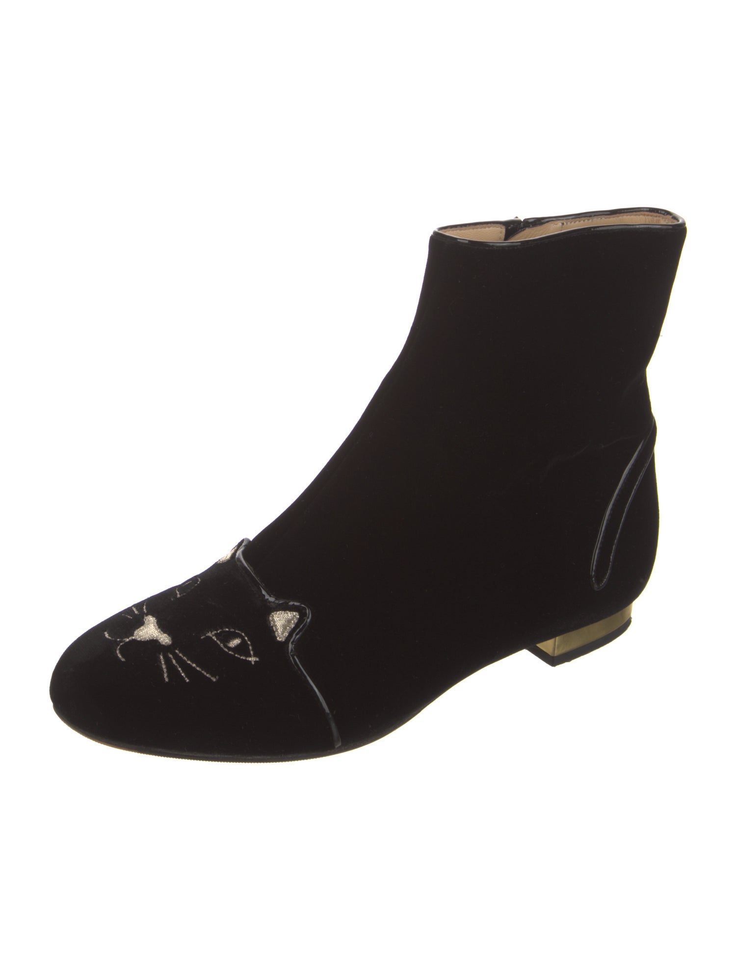 Charlotte Olympia Velvet Embroidered Accent Boots