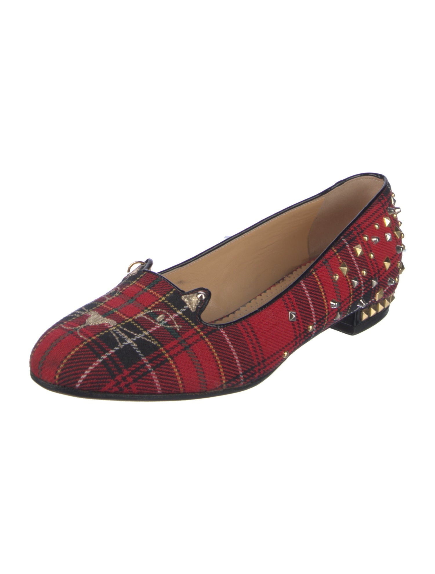 Charlotte Olympia Printed Studded Accents Loafers
