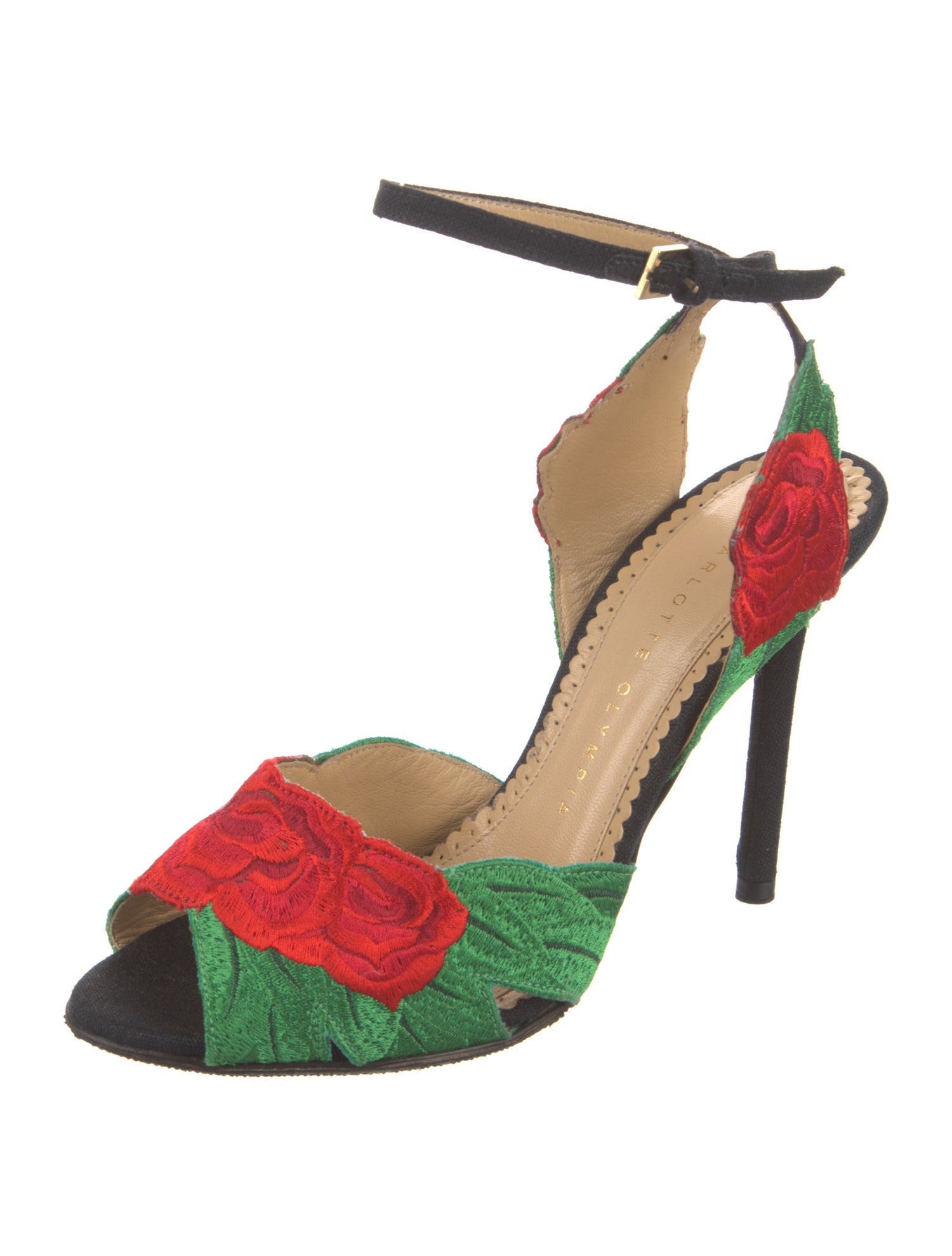 Charlotte Olympia Canvas Colorblock Pattern D'Orsay Pumps