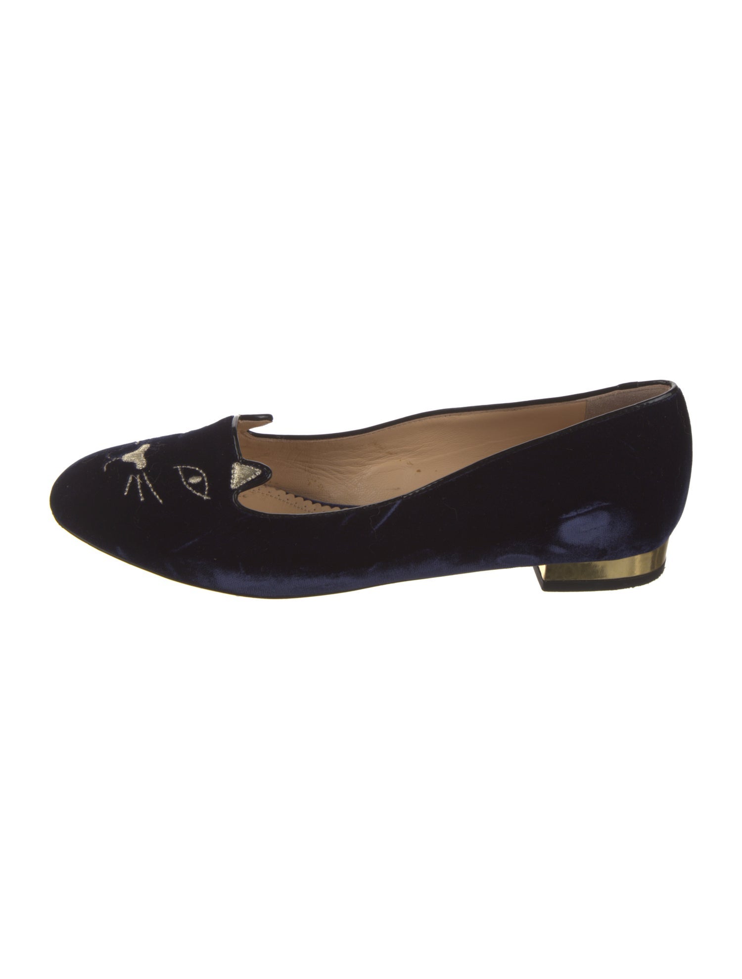 Charlotte Olympia Velvet Printed Loafers