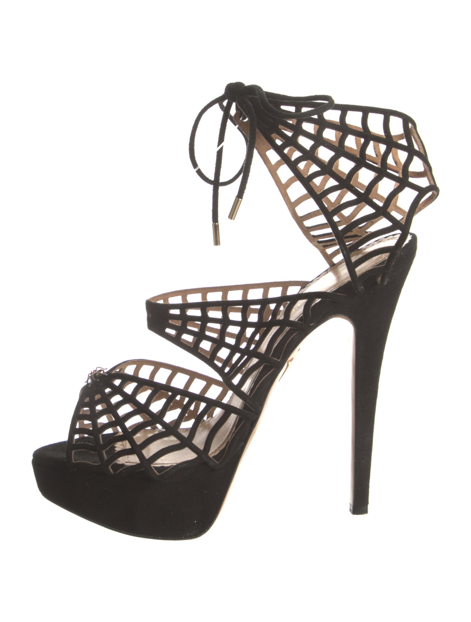 Charlotte Olympia Suede Lasercut Accents Sandals