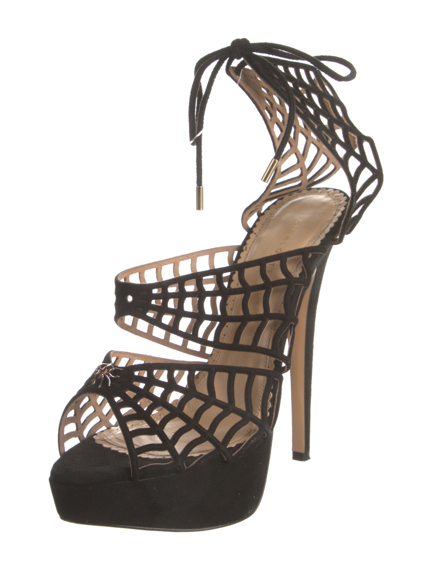 Charlotte Olympia Suede Lasercut Accents Sandals