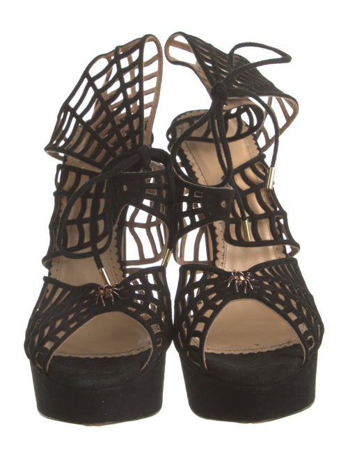 Charlotte Olympia Suede Lasercut Accents Sandals