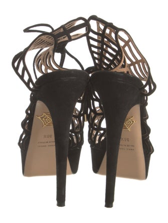 Charlotte Olympia Suede Lasercut Accents Sandals