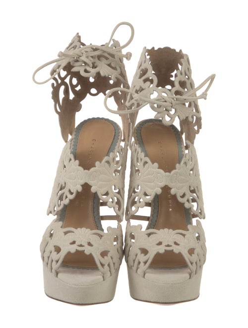 Charlotte Olympia Suede Cutout Accent Sandals