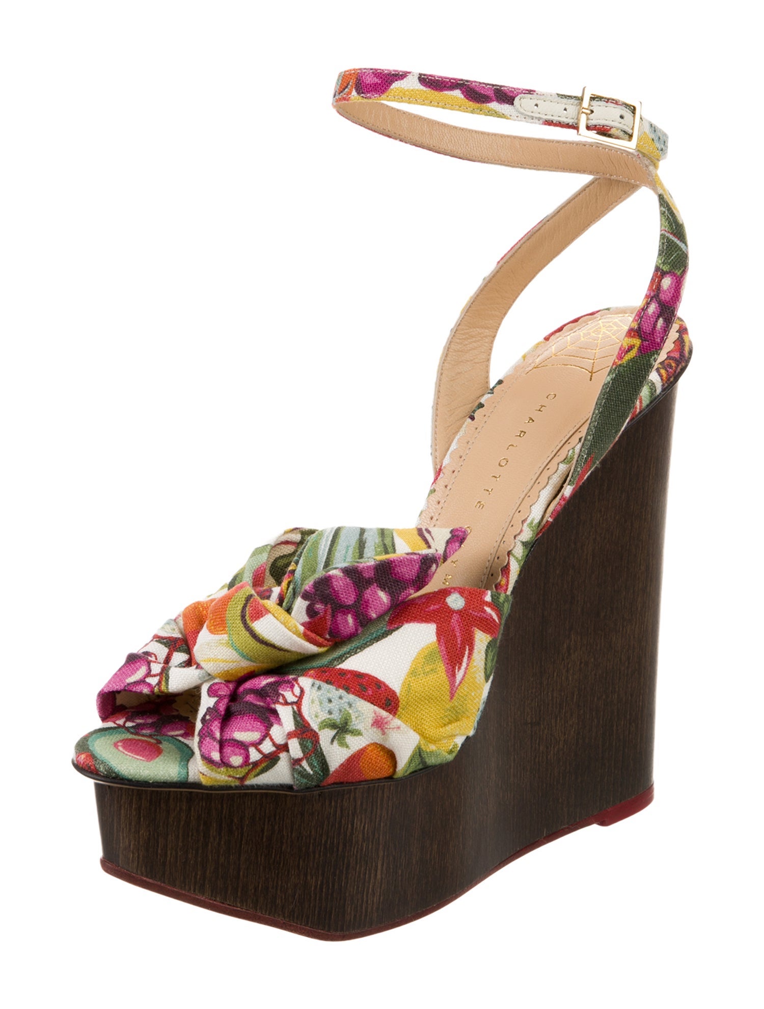 Charlotte Olympia Canvas Floral Print Sandals w/ Tags