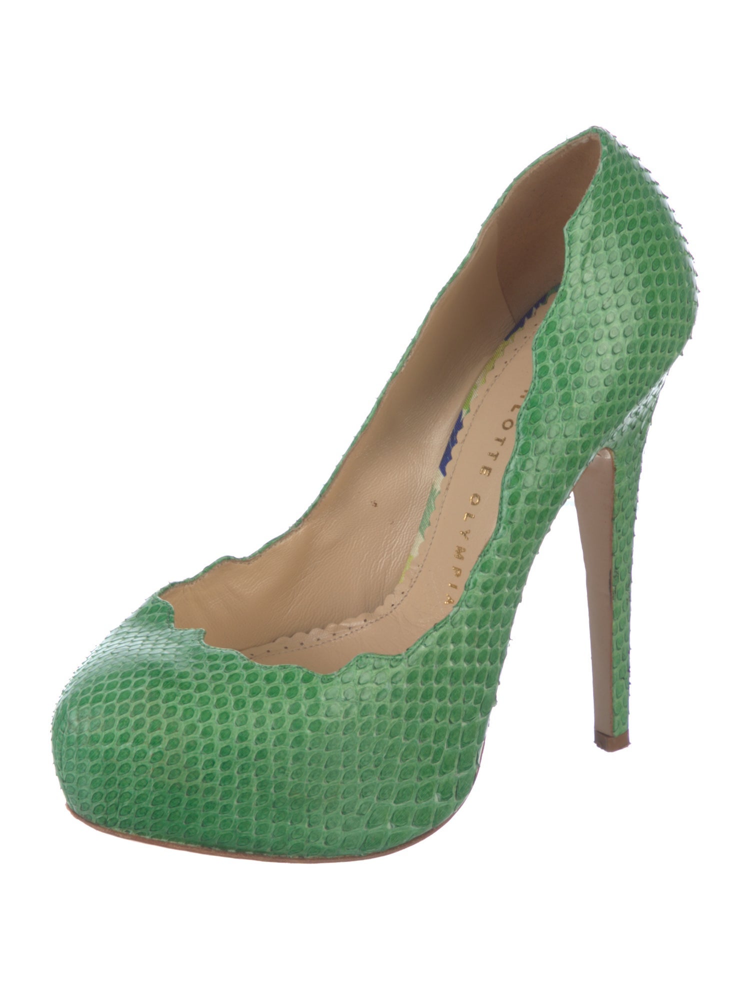 Charlotte Olympia Snakeskin Animal Print Pumps