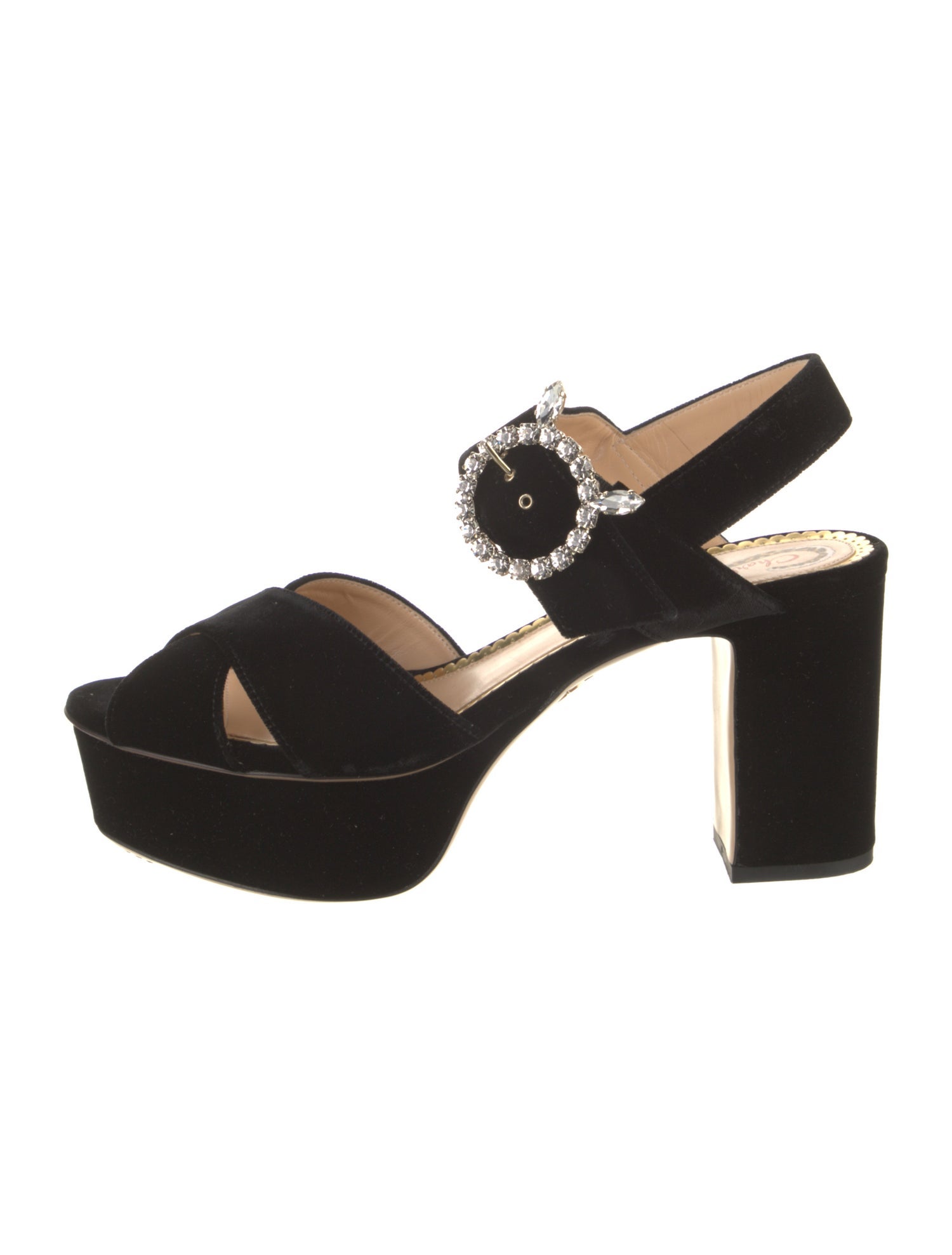 Charlotte Olympia Velvet Crystal Embellishments Sandals