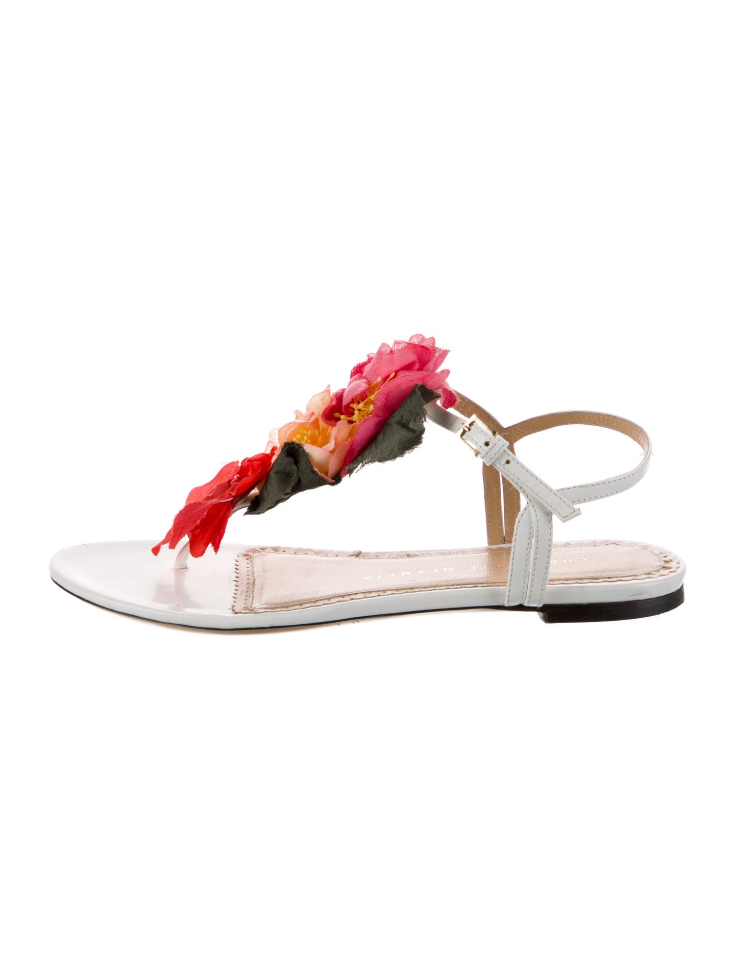 Charlotte Olympia Leather T-Strap Sandals