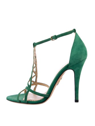 Charlotte Olympia Suede T-Strap Sandals