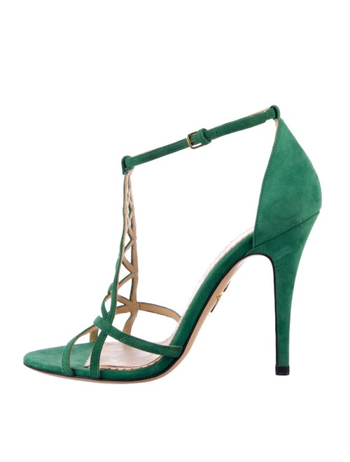 Charlotte Olympia Suede T-Strap Sandals