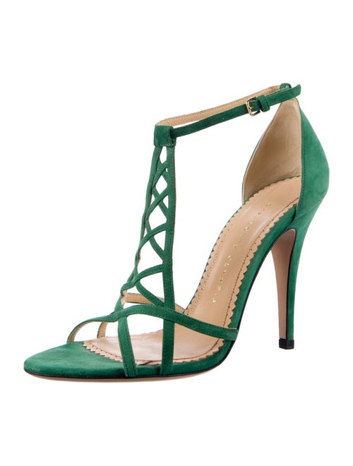 Charlotte Olympia Suede T-Strap Sandals