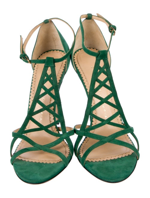 Charlotte Olympia Suede T-Strap Sandals