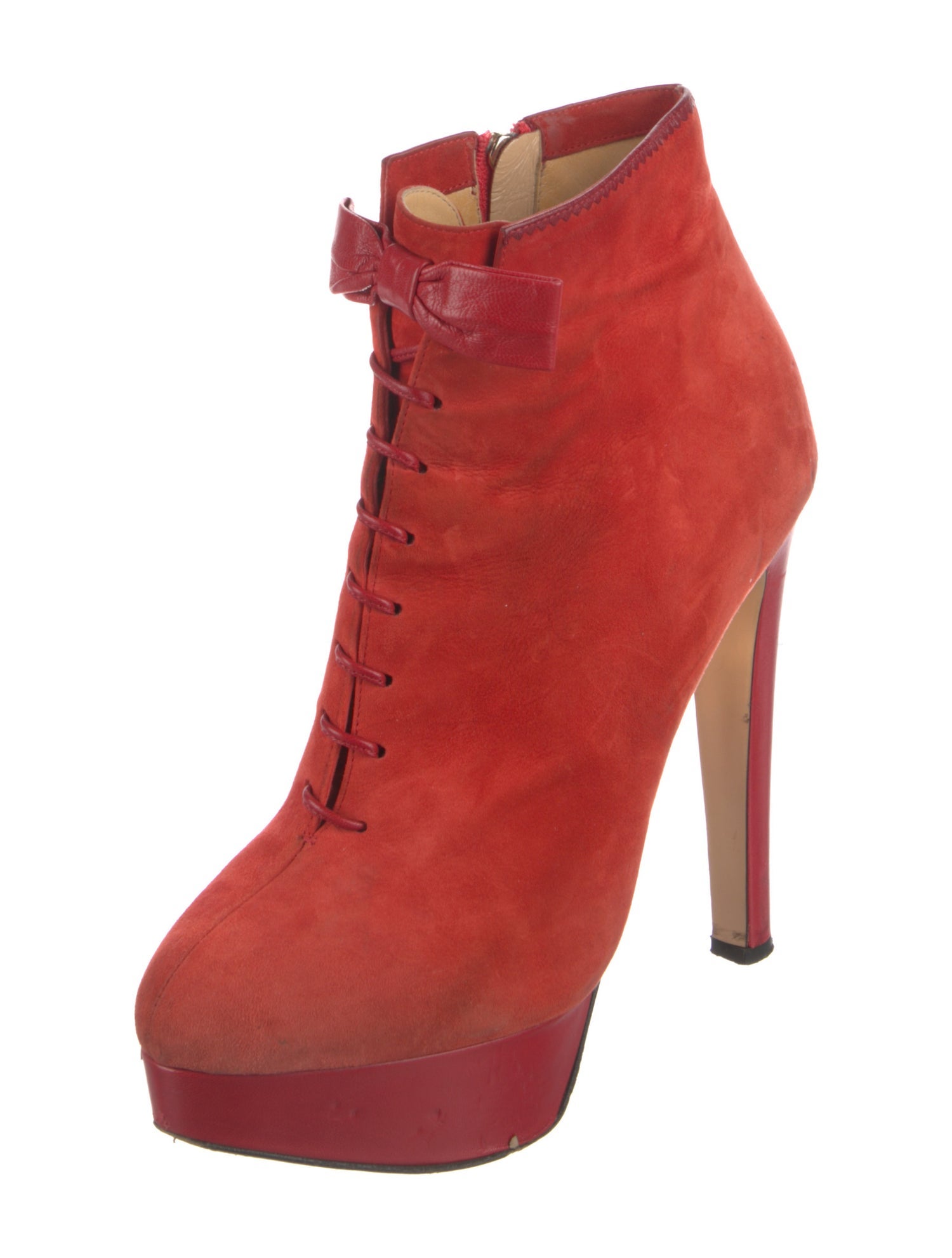 Charlotte Olympia Suede Lace-Up Boots