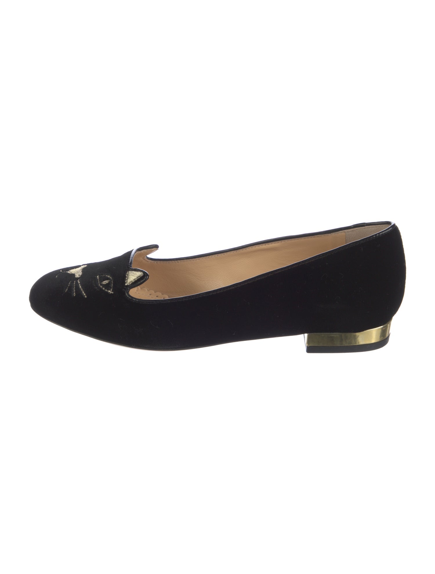 Charlotte Olympia Velvet Embroidered Accent Loafers