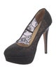 Charlotte Olympia Lace Leather Trim Embellishment Pumps