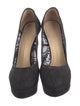 Charlotte Olympia Lace Leather Trim Embellishment Pumps