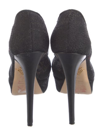 Charlotte Olympia Lace Leather Trim Embellishment Pumps