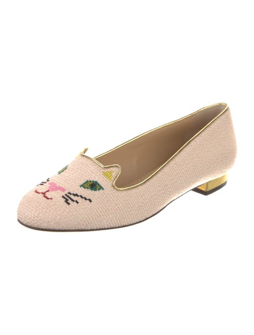 Charlotte Olympia Graphic Print Embroidered Accent Loafers