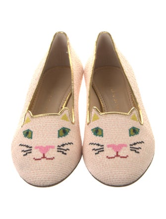 Charlotte Olympia Graphic Print Embroidered Accent Loafers