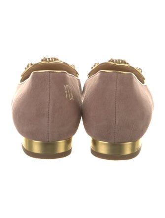 Charlotte Olympia Suede Crystal Embellishments Loafers